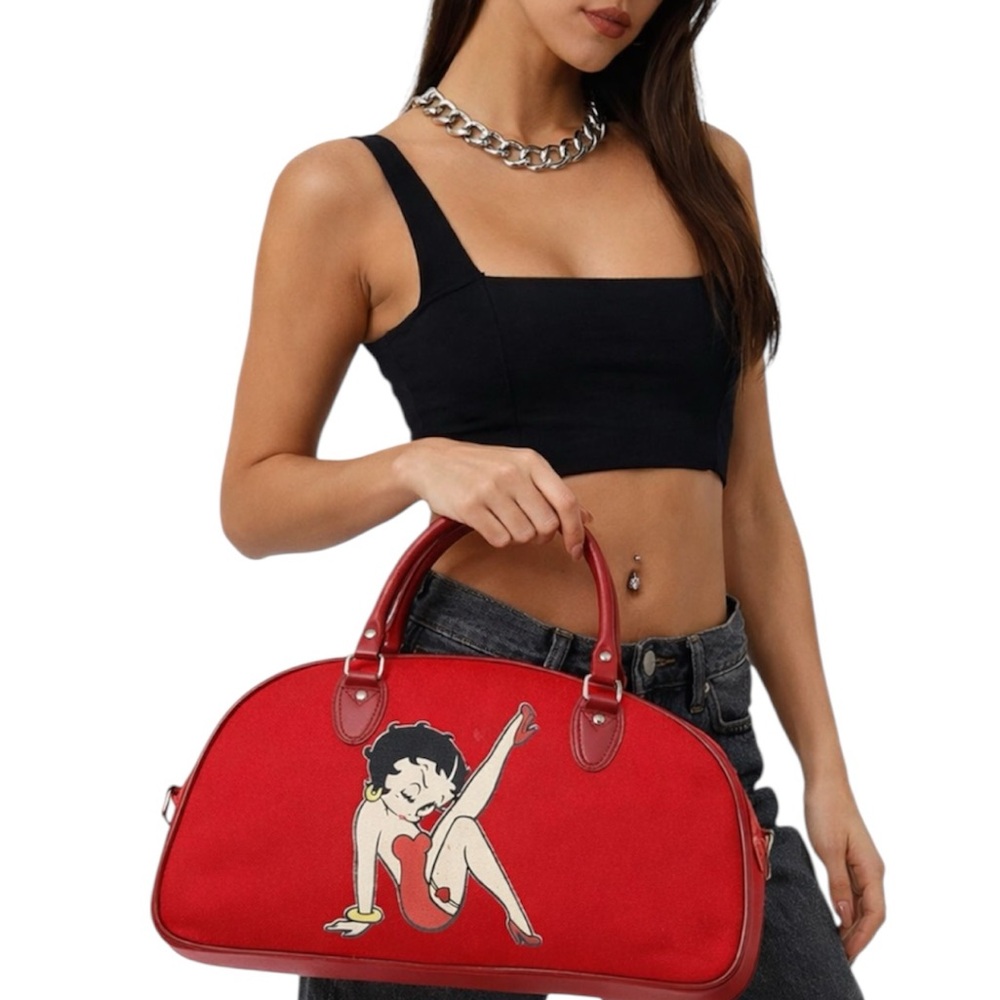 Betty Boop Red Y2K Satchel Duffel Overnight Canvas Bag for Travel Vacation❤️💋